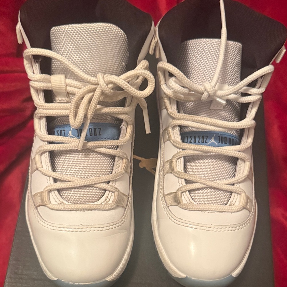 Jordan Kids White with Light Blue Accent Basketball Sneakers